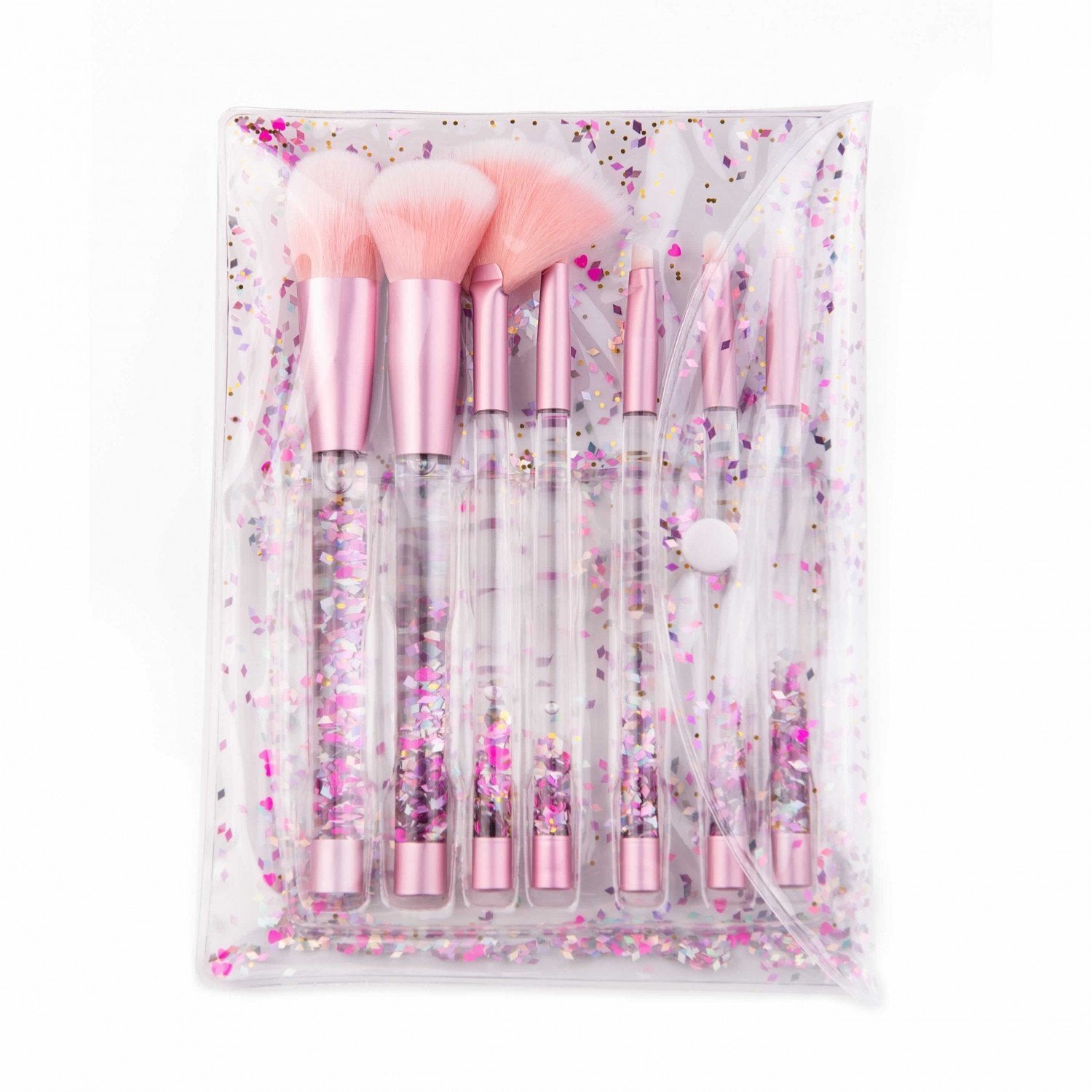 Set de 7 pensule machiaj-Pink Glitter Splash - Adda Gifts 
