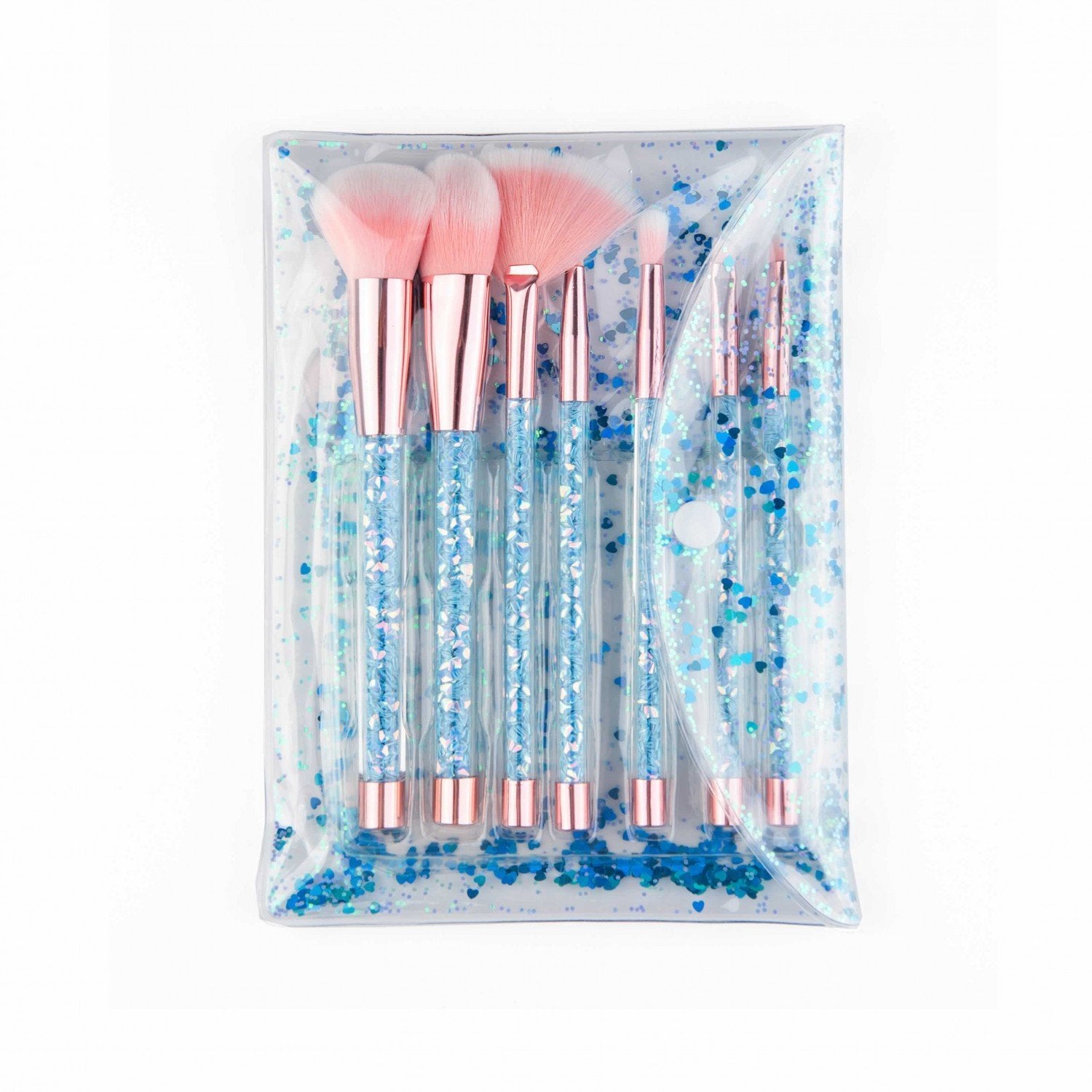 Set de 7 pensule machiaj-Blue Glitter Splash - Adda Gifts 