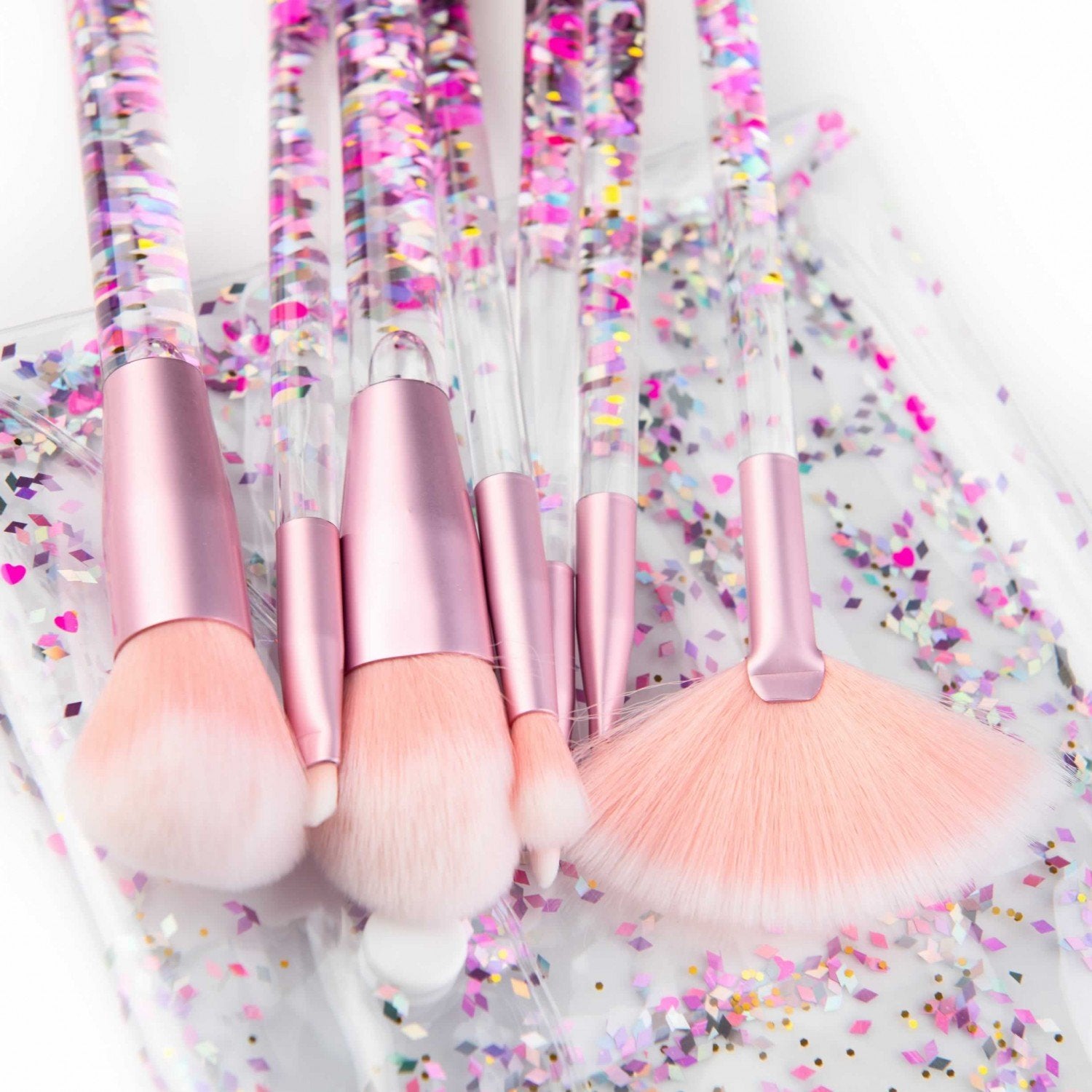 Set de 7 pensule machiaj-Pink Glitter Splash - Adda Gifts 