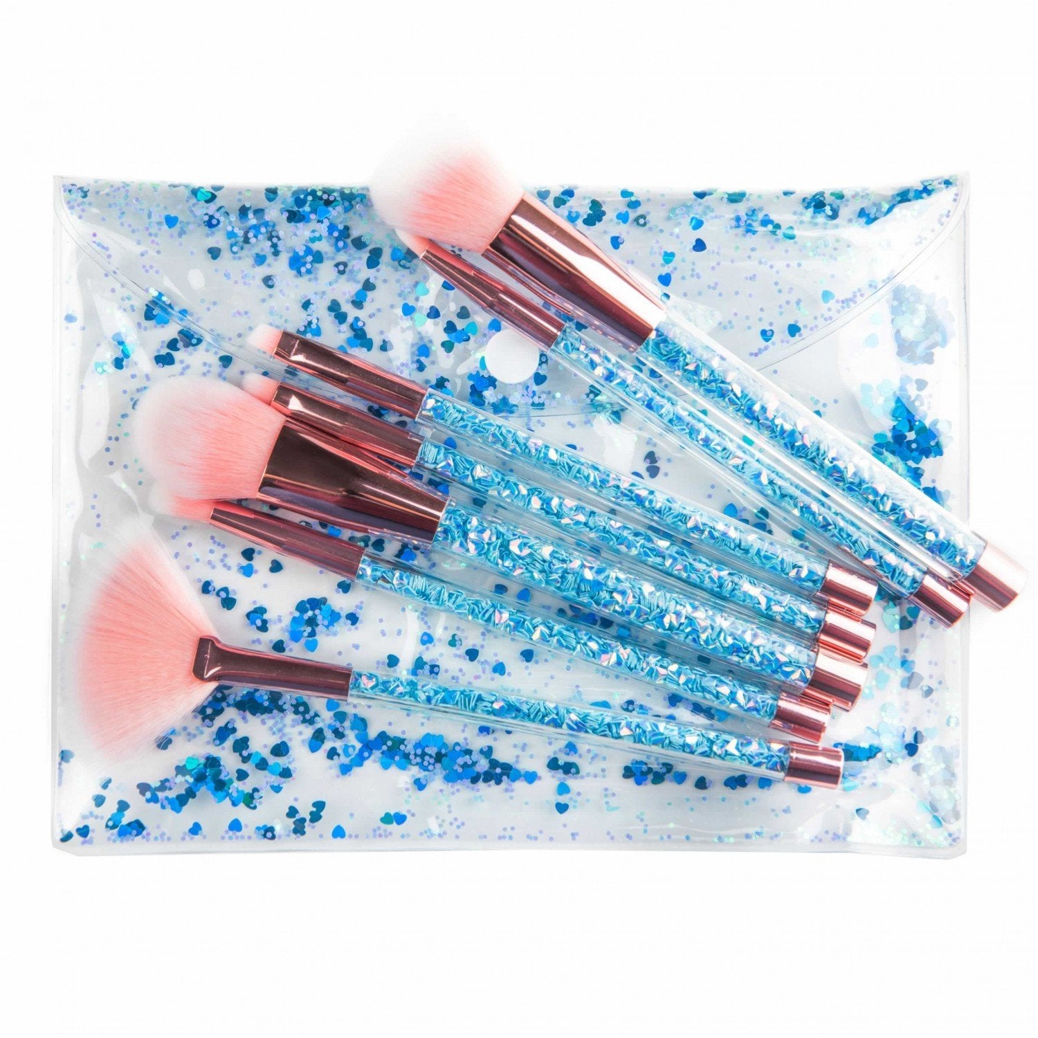 Set de 7 pensule machiaj-Blue Glitter Splash - Adda Gifts 