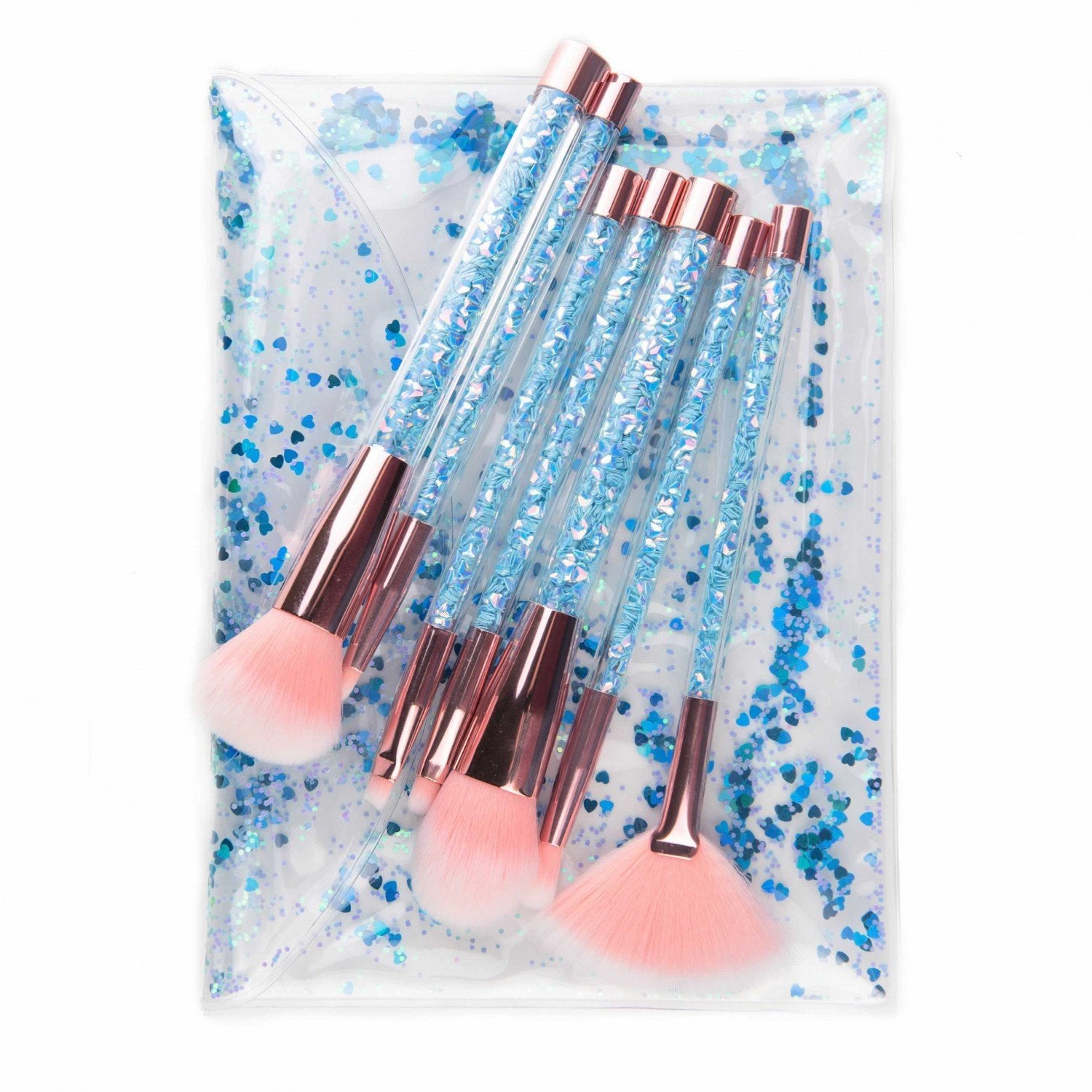 Set de 7 pensule machiaj-Blue Glitter Splash - Adda Gifts 