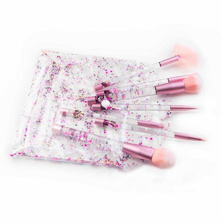 Set de 7 pensule machiaj-Pink Glitter Splash - Adda Gifts 