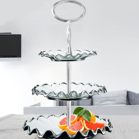 Feronerie-maner pentru etajera prajituri- culoare argintie model oval