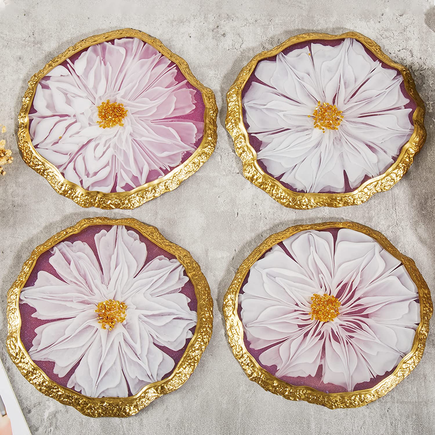 Matrita din silicon - Set 5 piese suport pentru pahare cu margine neregulata geoda- Oval