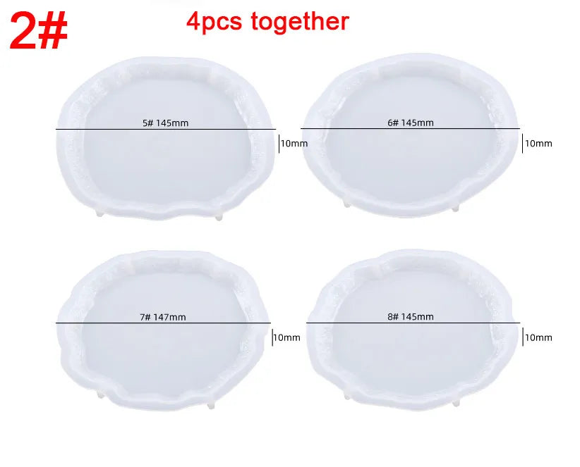 Matrita din silicon - Set 5 piese suport pentru pahare cu margine neregulata geoda- Oval
