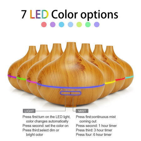 Umidificator smart ultrasonic si difuzor pentru aromaterapie Light Wood