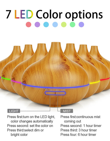 Umidificator smart ultrasonic si difuzor pentru aromaterapie Light Wood