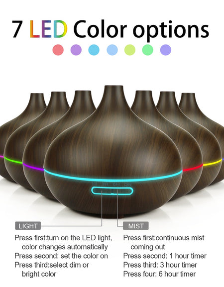 Umidificator smart ultrasonic si difuzor pentru aromaterapie Dark Wood