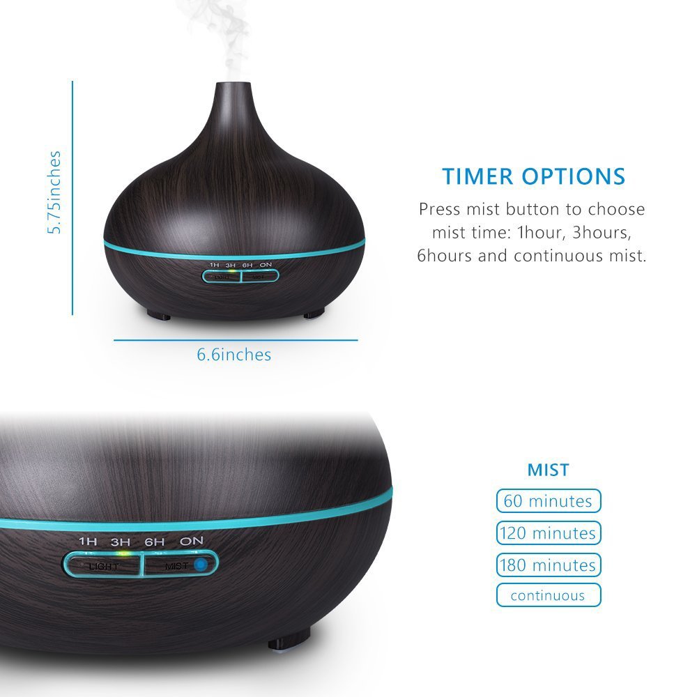 Umidificator smart ultrasonic si difuzor pentru aromaterapie Dark Wood