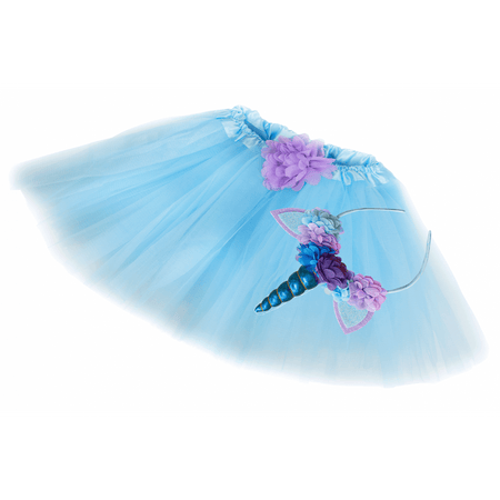 Set tutu și coroniță-Blue Unicorn - Adda Gifts 